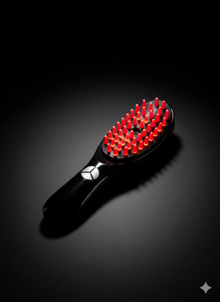 4-in-1 Electric Hair Growth Comb – Red & Blue Light, Massager, Humidifier & Oil Applicator (Rechargeable)