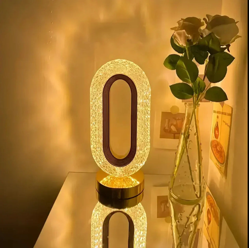 Luxury Oval Crystal Table Lamp - Rechargeable