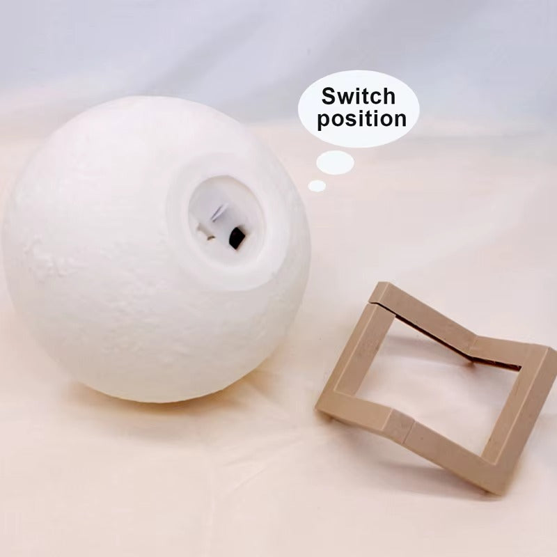 Luxury 3D Moon Lamp with Wooden Stand – Warm & Cool LED Night Light