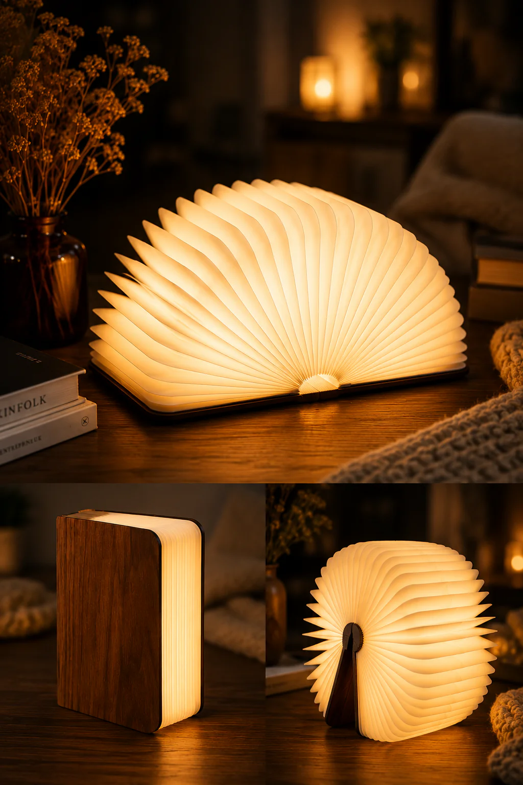 3D LED Foldable Book Lamp – 3 Color Modes