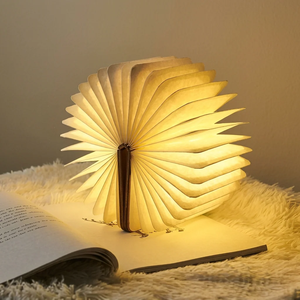 3D LED Foldable Book Lamp – 3 Color Modes