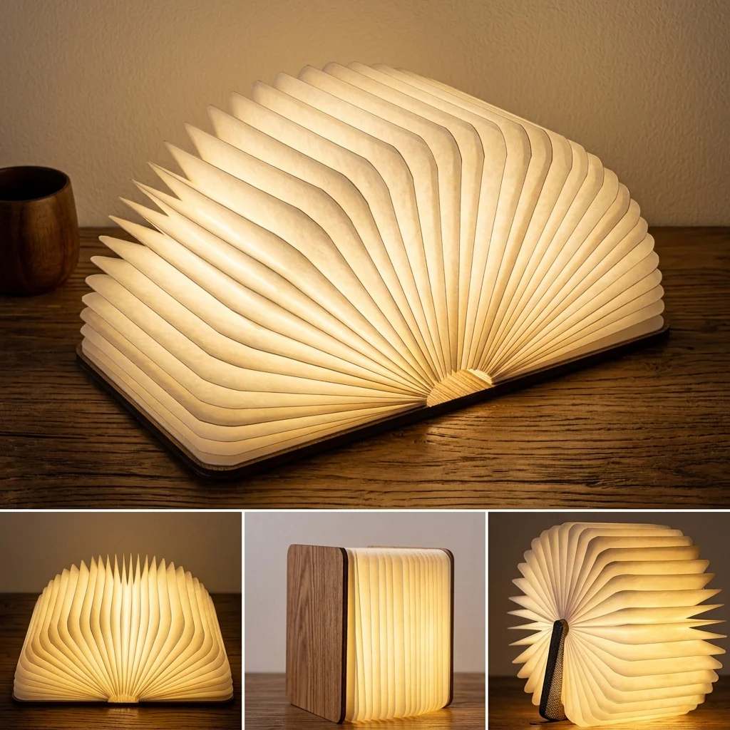 3D LED Foldable Book Lamp – 3 Color Modes