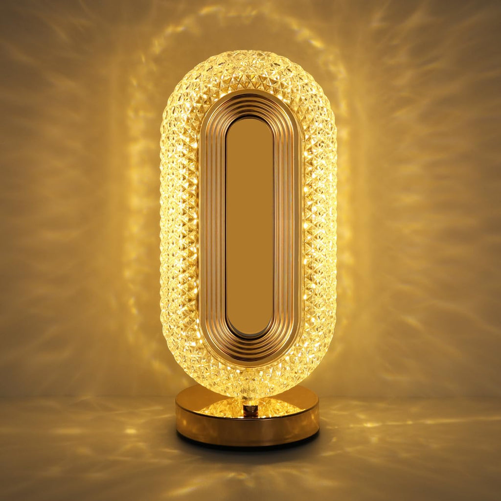 Luxury Oval Crystal Table Lamp - Rechargeable
