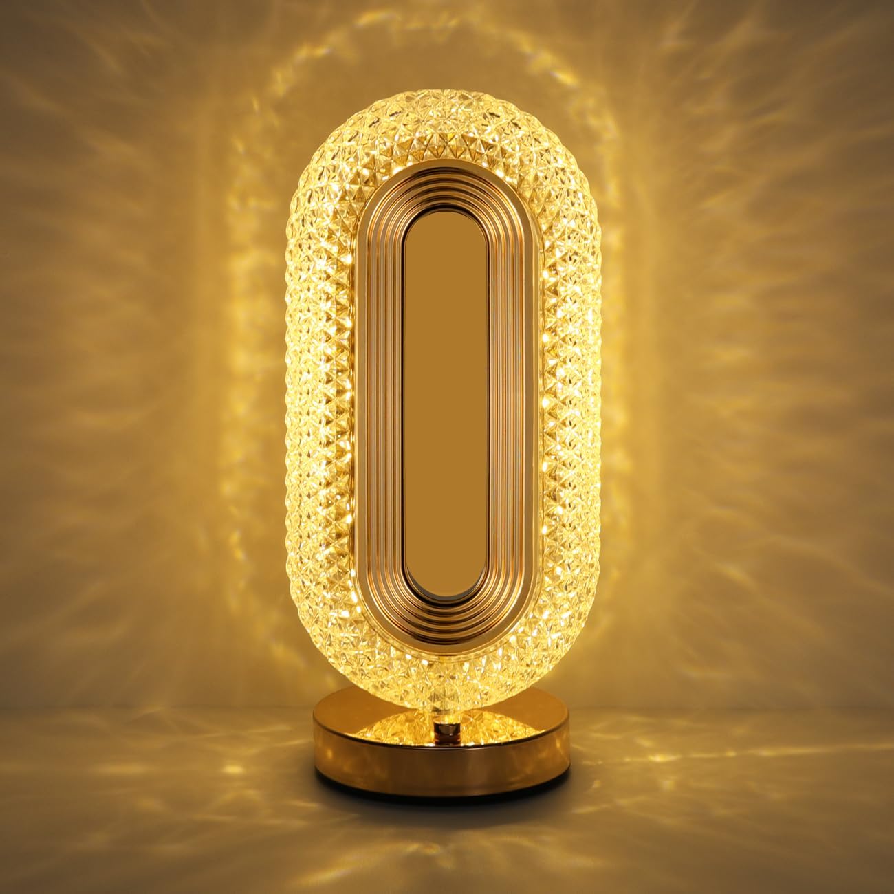 Luxury Oval Crystal Table Lamp - Rechargeable